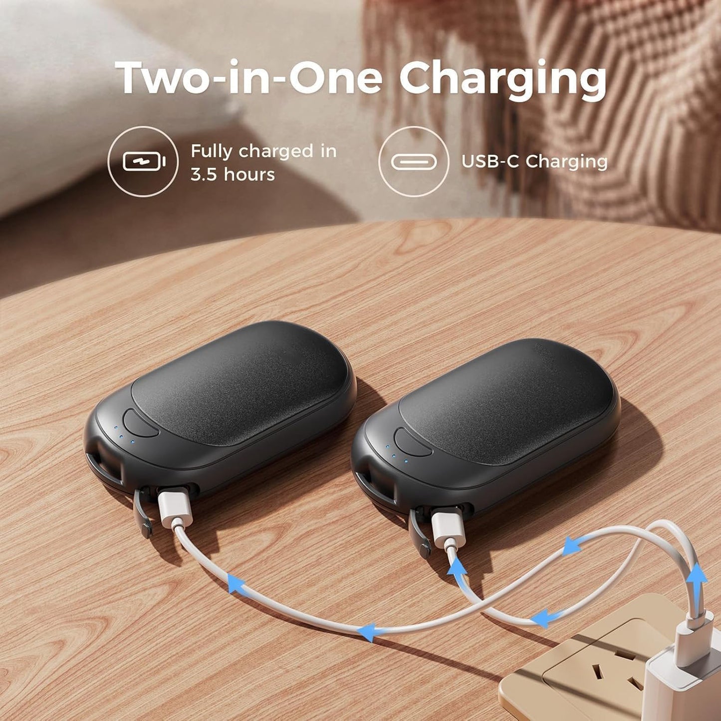 Magnetic Rechargeable Hand Warmers (2-Pack) – Pocket-Size, 3 Heat Levels, Up to 8 Hours